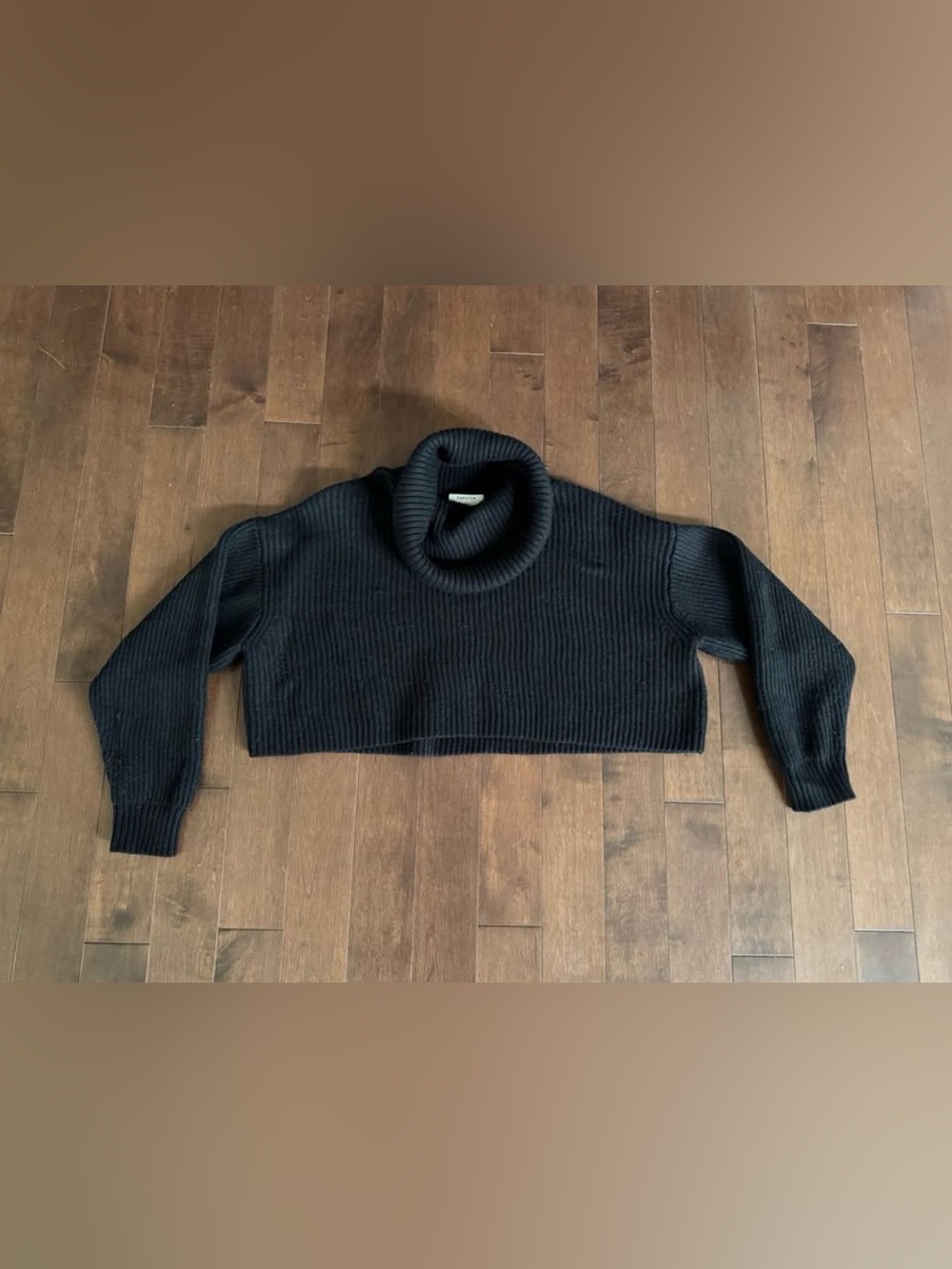 Babaton Black Cropped Ribbed Turtleneck Sweater